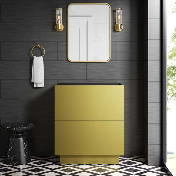 Modway Quantum 30" Bathroom Vanity Cabinet (Sink Basin Not Included) in Gold
