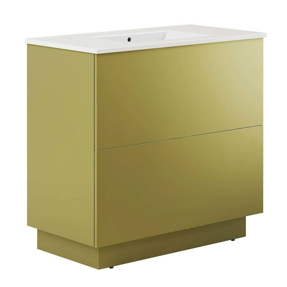 Modway Quantum 36" Bathroom Vanity in White Gold