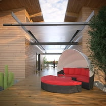 Modway Quest Canopy Outdoor Patio Daybed in Espresso Red