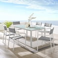 thumbnail image 1 of Modway Raleigh 7 Piece Outdoor Patio Aluminum Dining Set in White Gray, 1 of 10