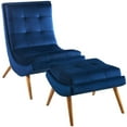 thumbnail image 1 of Ramp Upholstered Performance Velvet Lounge Chair and Ottoman Set in Navy, 1 of 7