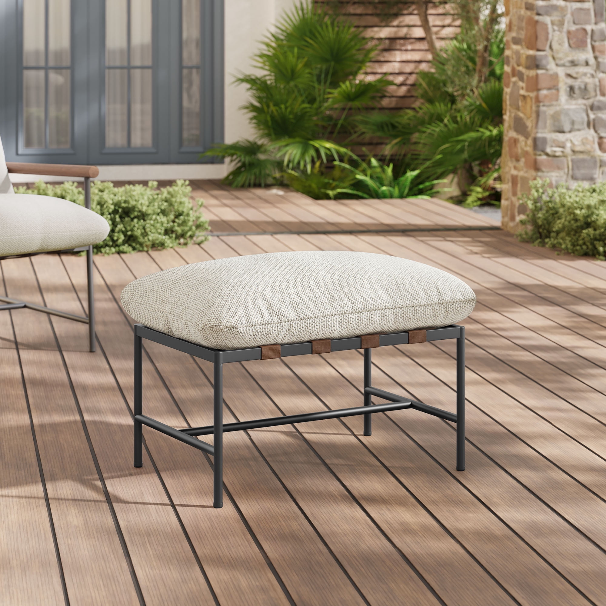 Modway Raya Outdoor Patio Boucle Ottoman in Ivory - Walmart.com