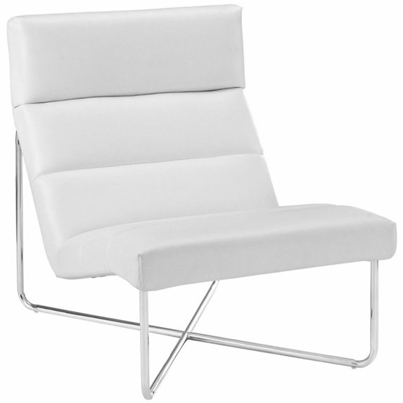 LexMod Reach Upholstered Vinyl Lounge Chair-Color:White