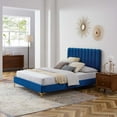 thumbnail image 1 of Modway Reagan Queen Performance Velvet Platform Bed in Navy, 1 of 10