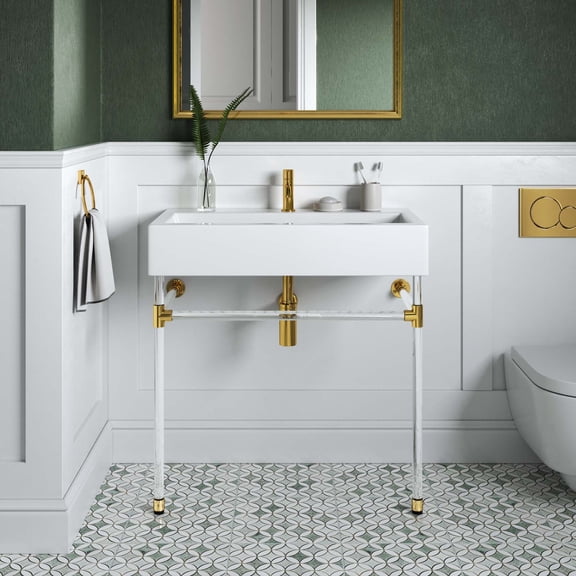 Modway Redeem 32" Acrylic Wall-Mount Bathroom Vanity in Clear White