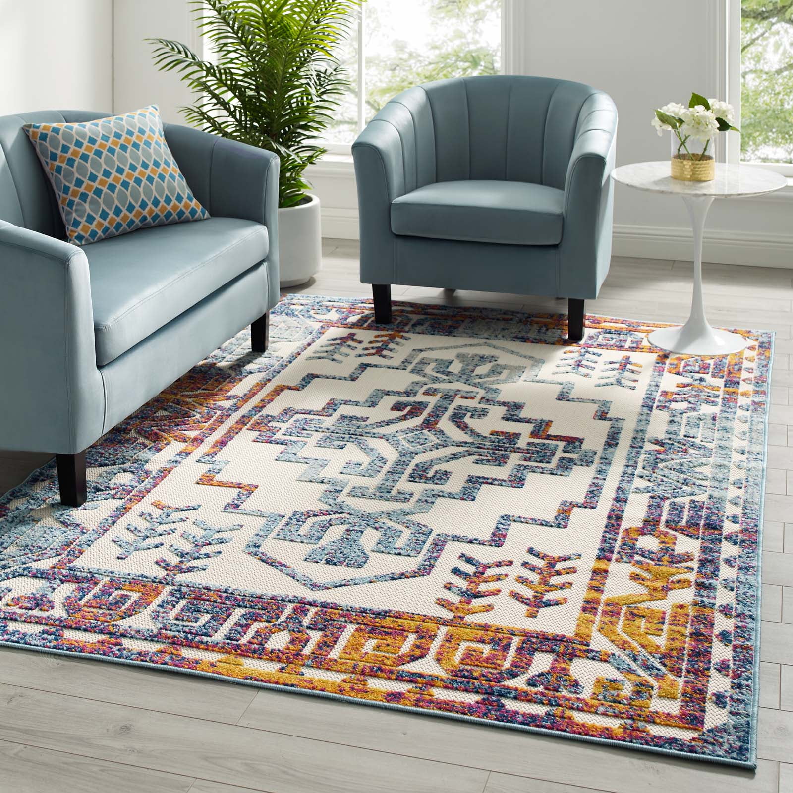 Nyssa Southwestern Aztec 5' x 8' Multicolor Indoor/Outdoor Area Rug