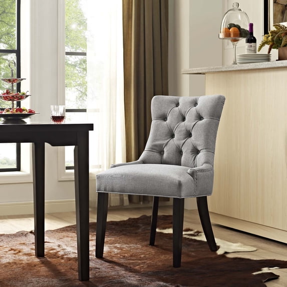 Modway Regent 20.5" Tufted Fabric and Solid Wood Dining Chair in Light Gray