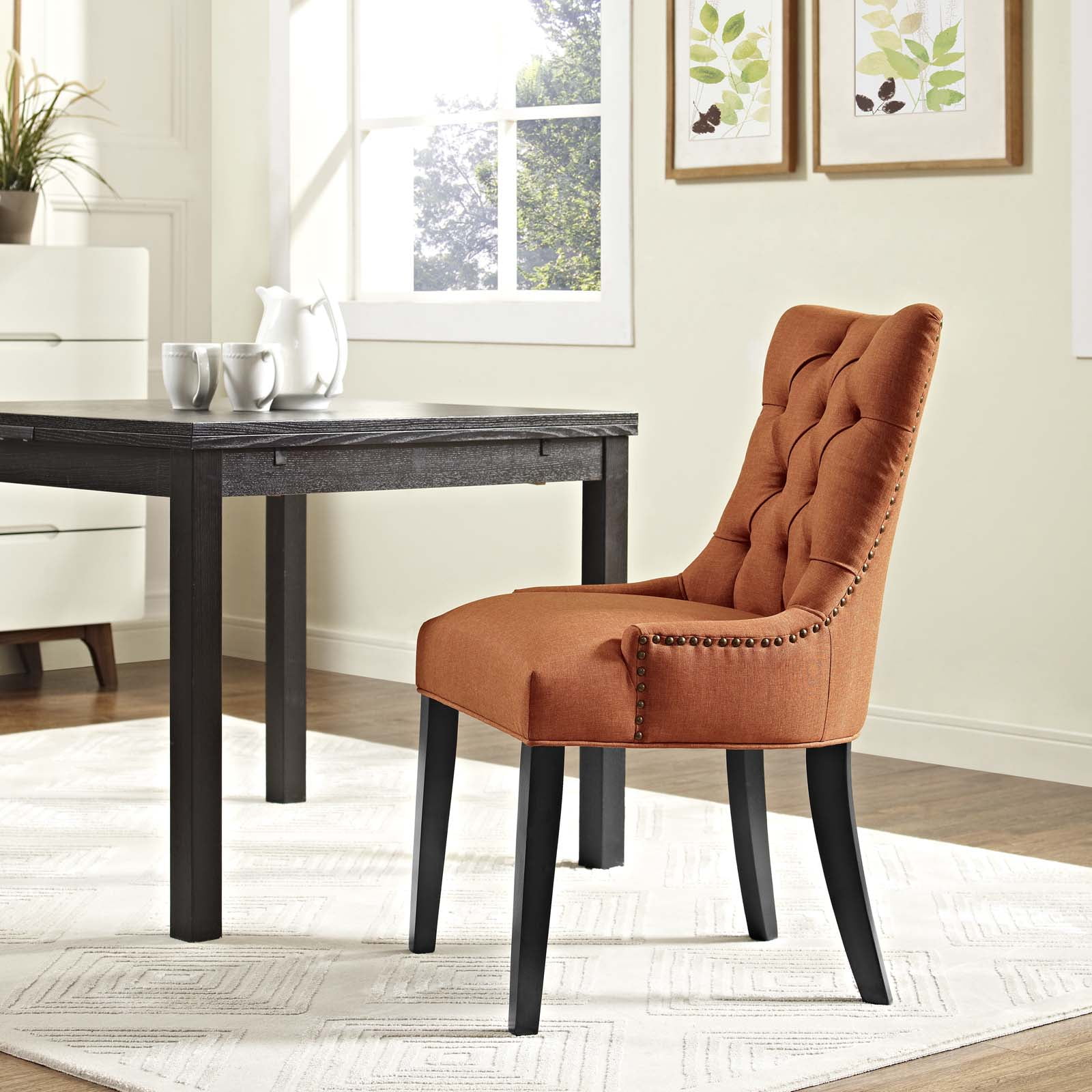 Regal Orange Tufted Parsons Side Chair with Nailhead Trim