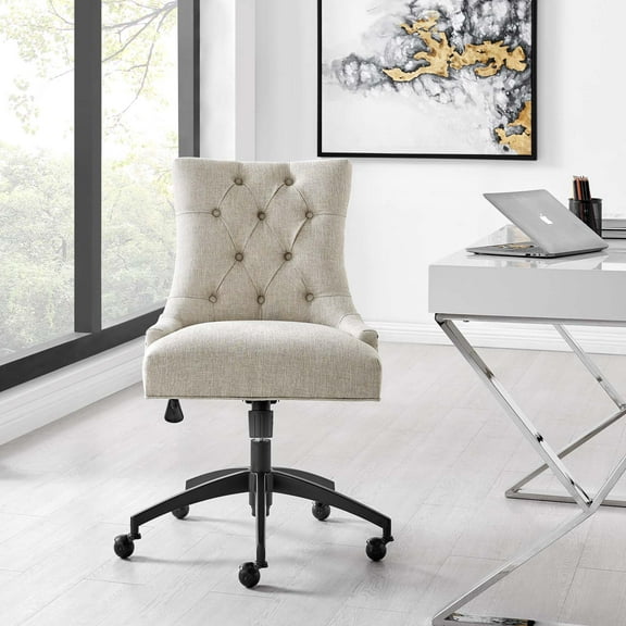 Modway Regent Tufted Fabric Office Chair in Black Beige
