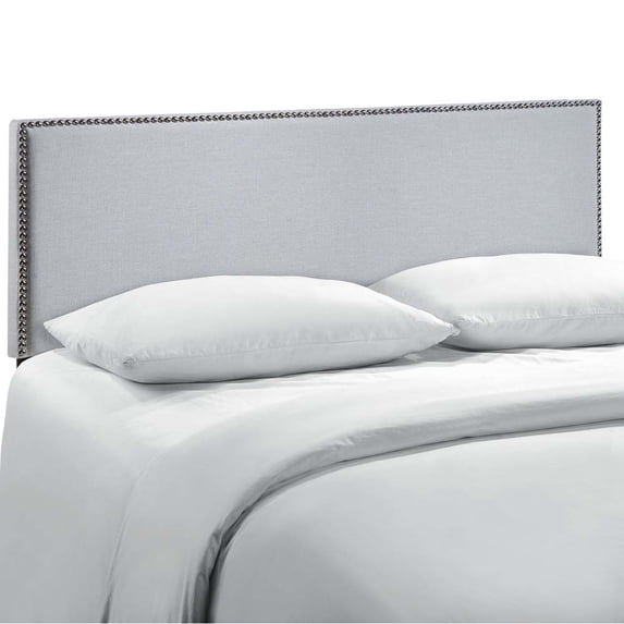 Modway Region Nailhead Queen Upholstered Headboard in Sky Gray