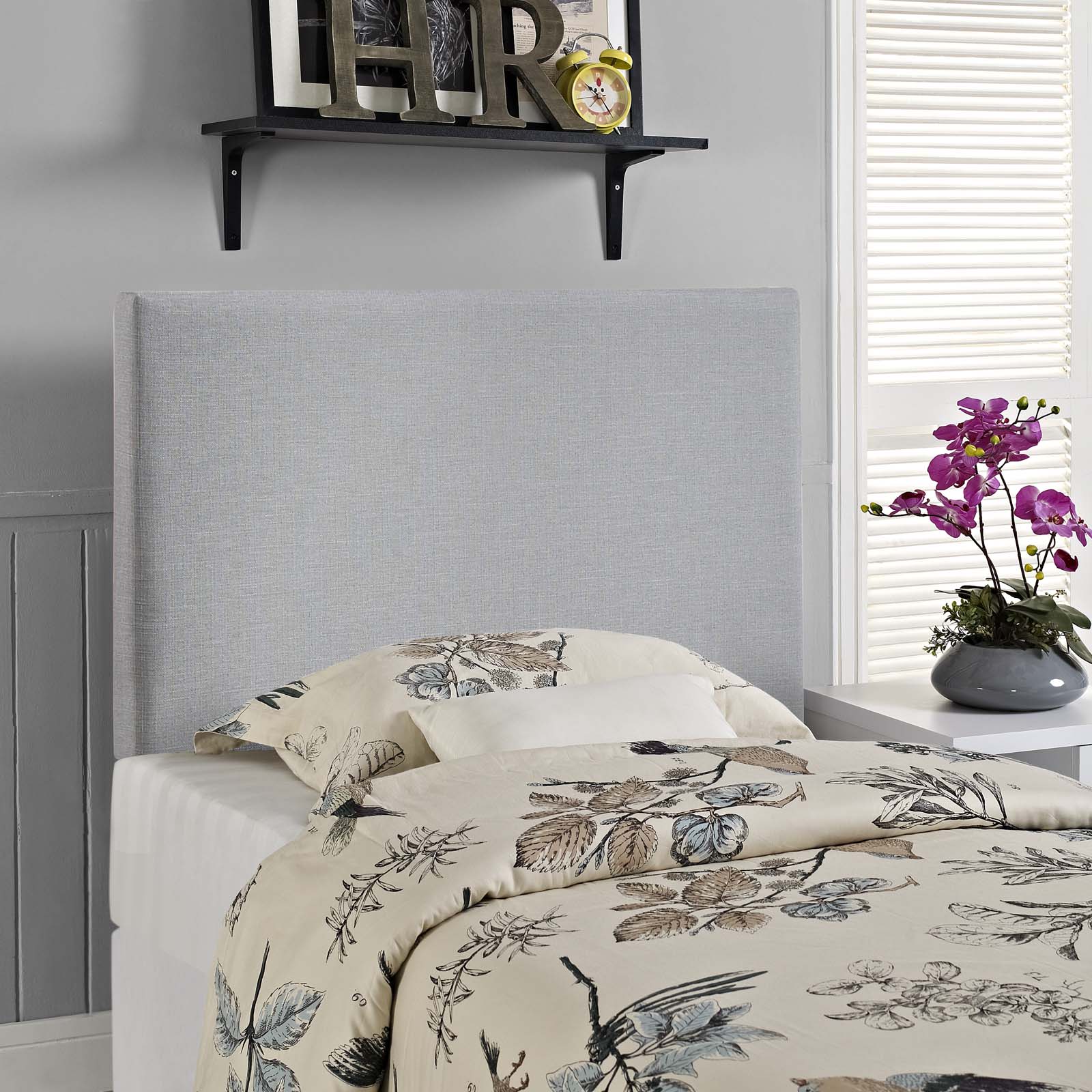 Modway Region Twin Upholstered Fabric Headboard in Sky Gray