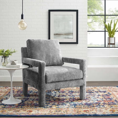 Modway Rehearse Crushed Performance Velvet Armchair in Gray