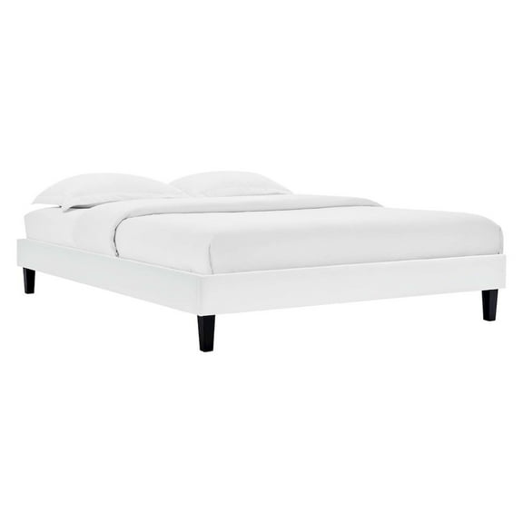 Modway Reign Full Performance Velvet Platform Bed Frame in White