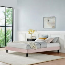 Modway Reign Queen Performance Velvet Platform Bed Frame in Pink