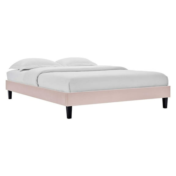 Modway Reign Twin Performance Velvet Platform Bed Frame in Pink