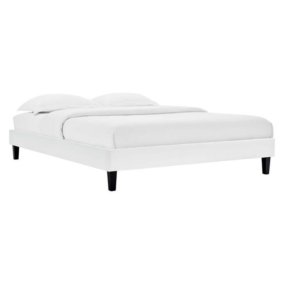Modway Reign Twin Performance Velvet Platform Bed Frame in White