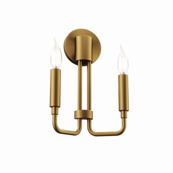 Modway Rekindle 2-Light Iron Metal Wall Sconce in Satin Brass
