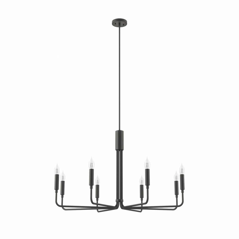 Rekindle Mid-Century Modern 8-Light Black Iron Chandelier