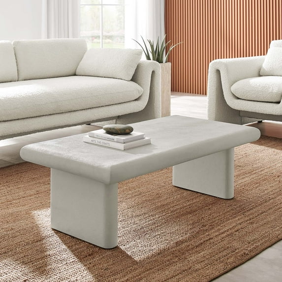 Modway Relic Concrete Textured Coffee Table in White