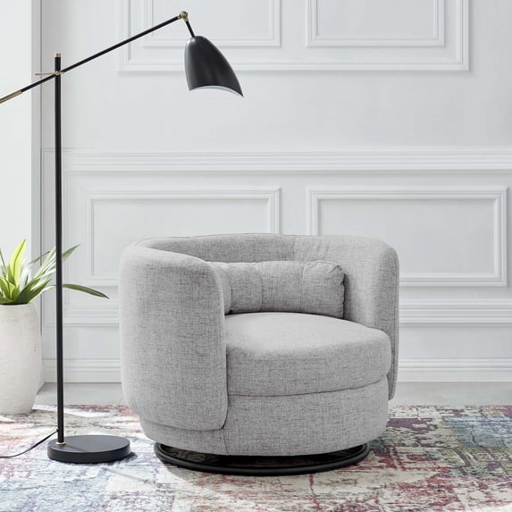 Modway Relish Upholstered Fabric Swivel Chair in Black Light Gray