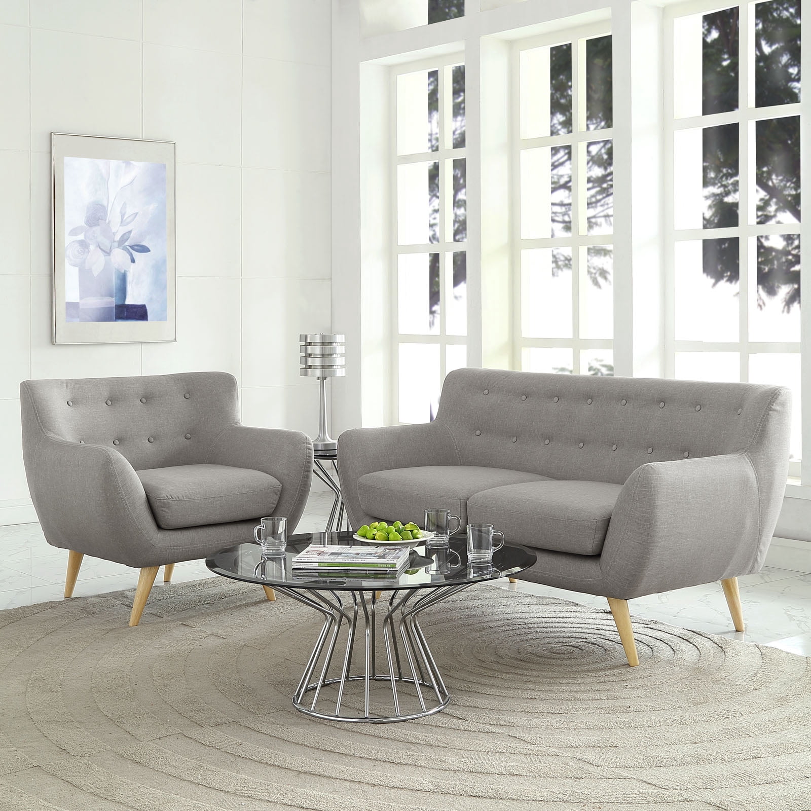 Modway Remark 2 Piece Living Room Set in Light Gray - Walmart.com