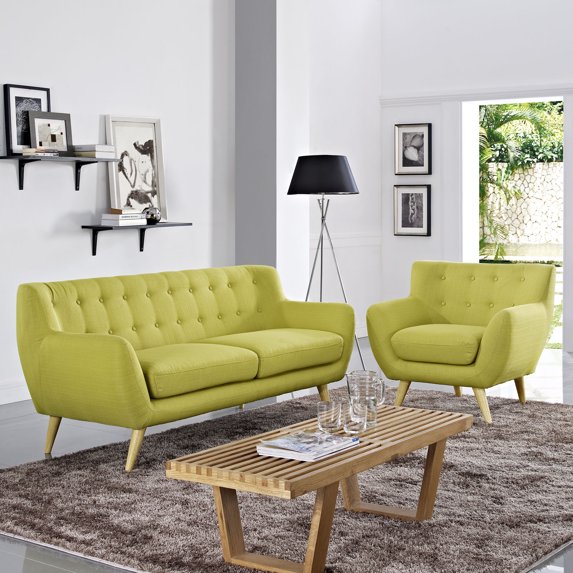 Modway Remark 2 Piece Living Room Set in Wheat