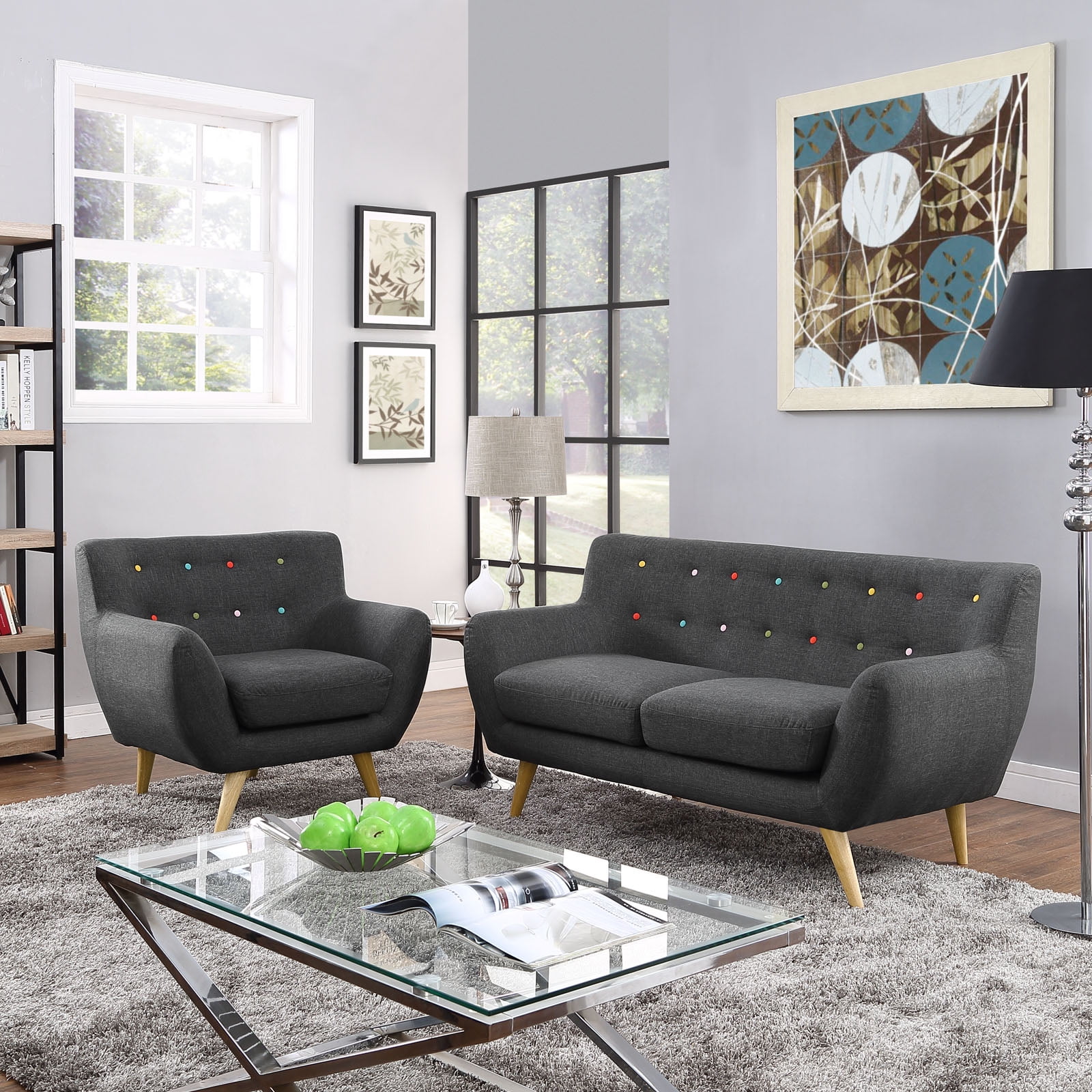 Modway Remark 2 Piece Living Room Set in Gray