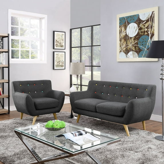 Modway Remark 2 Piece Living Room Set in Gray