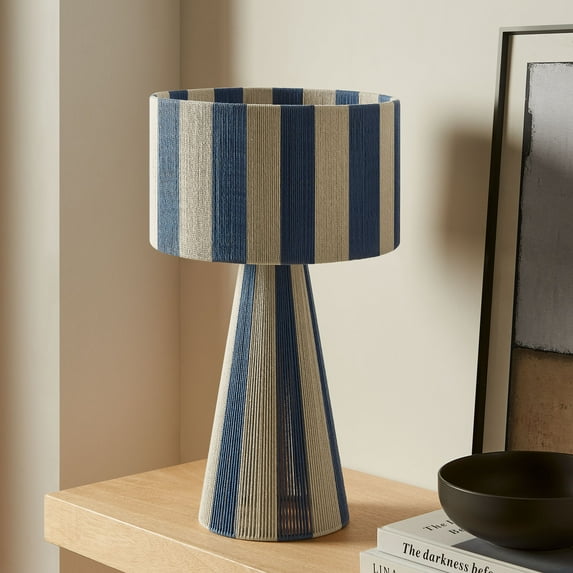 Modway Renae Handwoven Cotton Thread Striped Table Lamp in Capri Blue by Modway