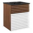 thumbnail image 1 of Modway Render 17.5" MDF Wood Wall-Mount Bathroom Vanity in White/Walnut/Black, 1 of 4