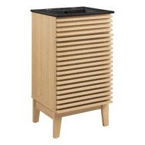 Modway Render 17.5" Particleboard and Laminate Bathroom Vanity in Oak/Black