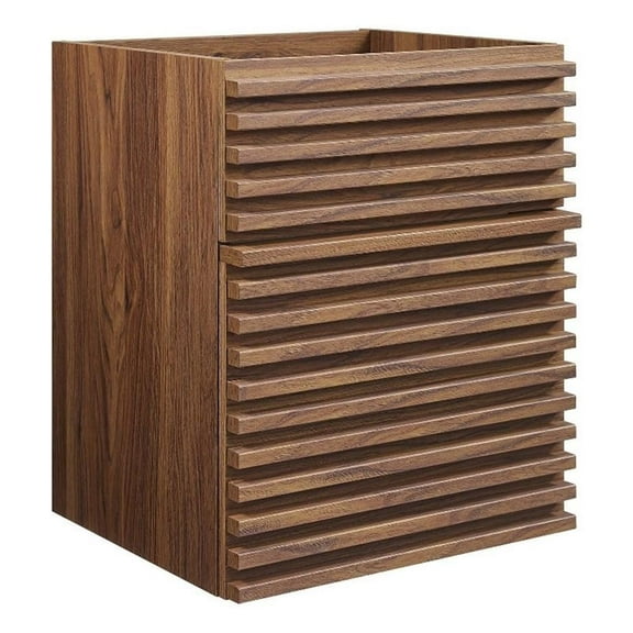 Modway Render 17" MDF Wood Wall-Mount Bathroom Vanity Cabinet in Walnut