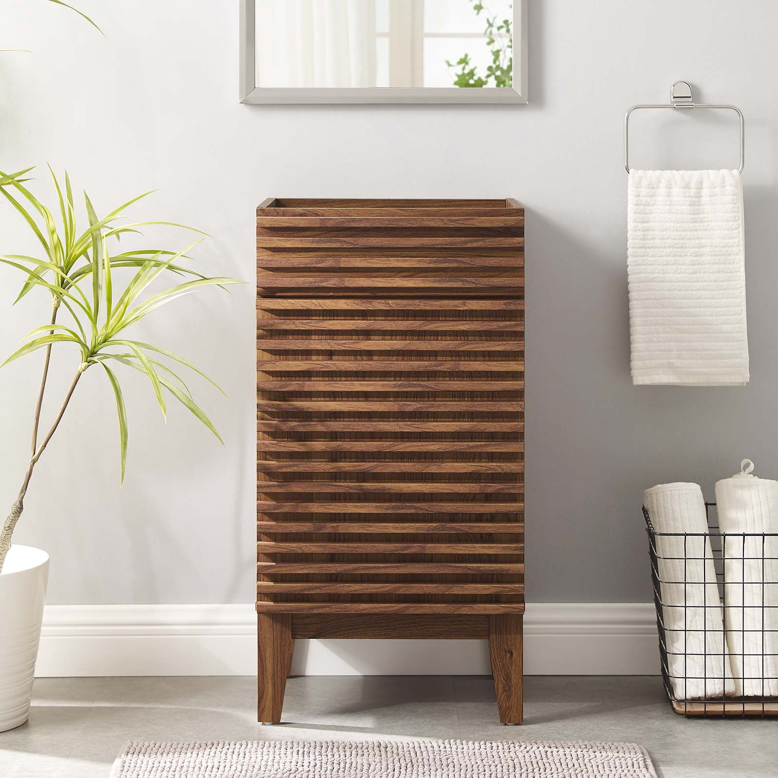 Modway Render 18" Bathroom Vanity Cabinet (Sink Basin Not Included) in Walnut