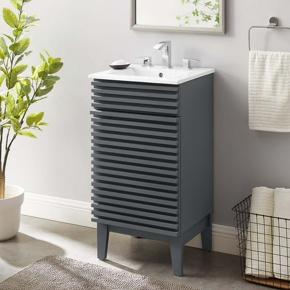 Modway Render 18" Bathroom Vanity Cabinet in Gray White