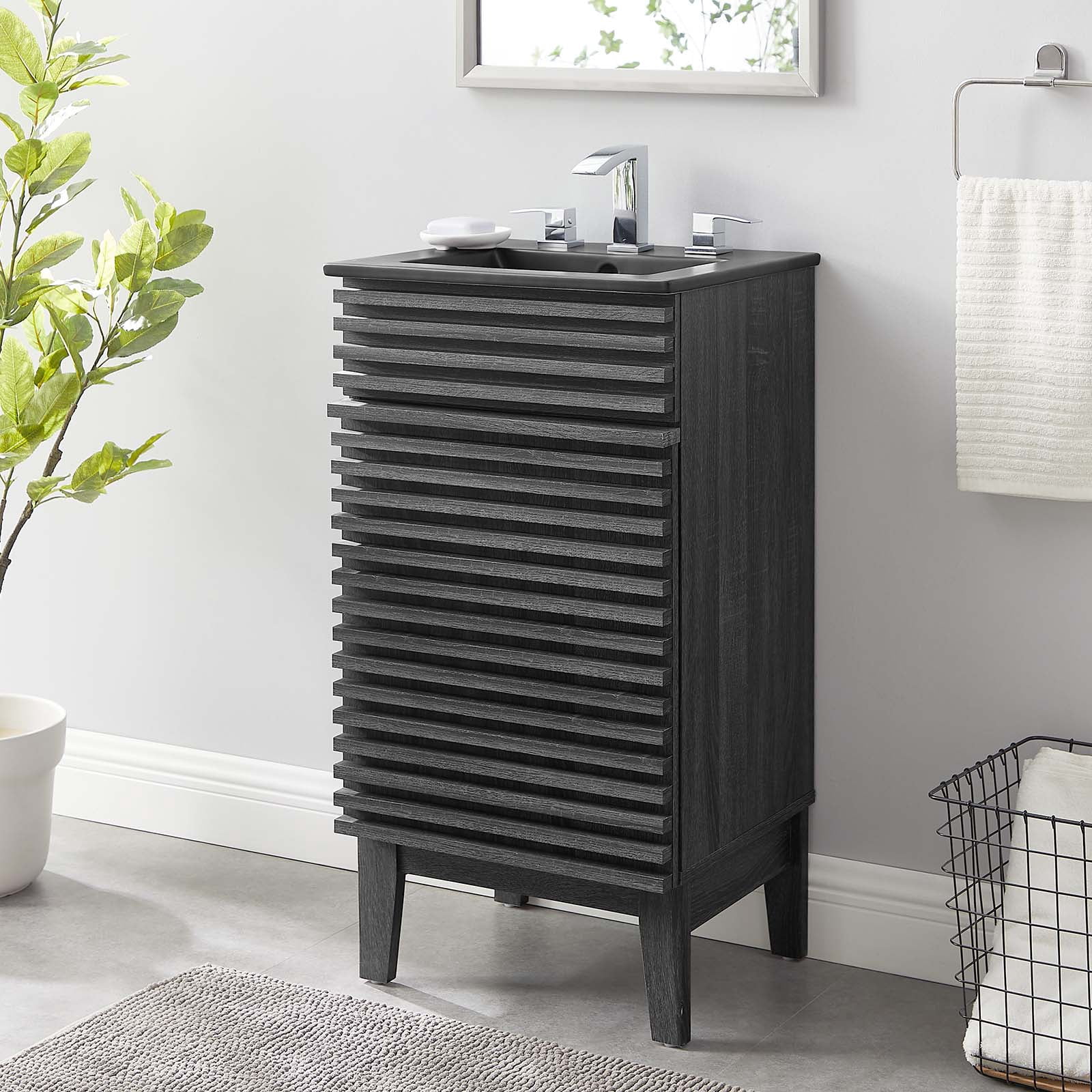 Modway Render 18" Bathroom Vanity in Charcoal Black - Walmart.com