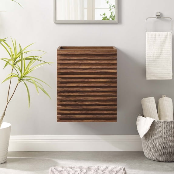 Modway Render 18" Wall-Mount Bathroom Vanity Cabinet (Sink Basin Not Included) in Walnut