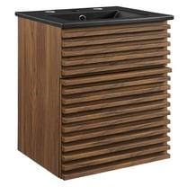 Modway Render 18" Wall-Mount Bathroom Vanity in Walnut Black