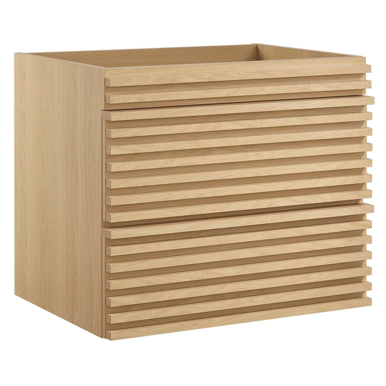 Modway Render 23.5" MDF Wood Wall-Mount Bathroom Vanity Cabinet in Oak