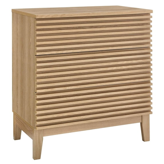 Modway Render 3-Drawer Modern Particleboard Wood Bachelors Chest in Oak