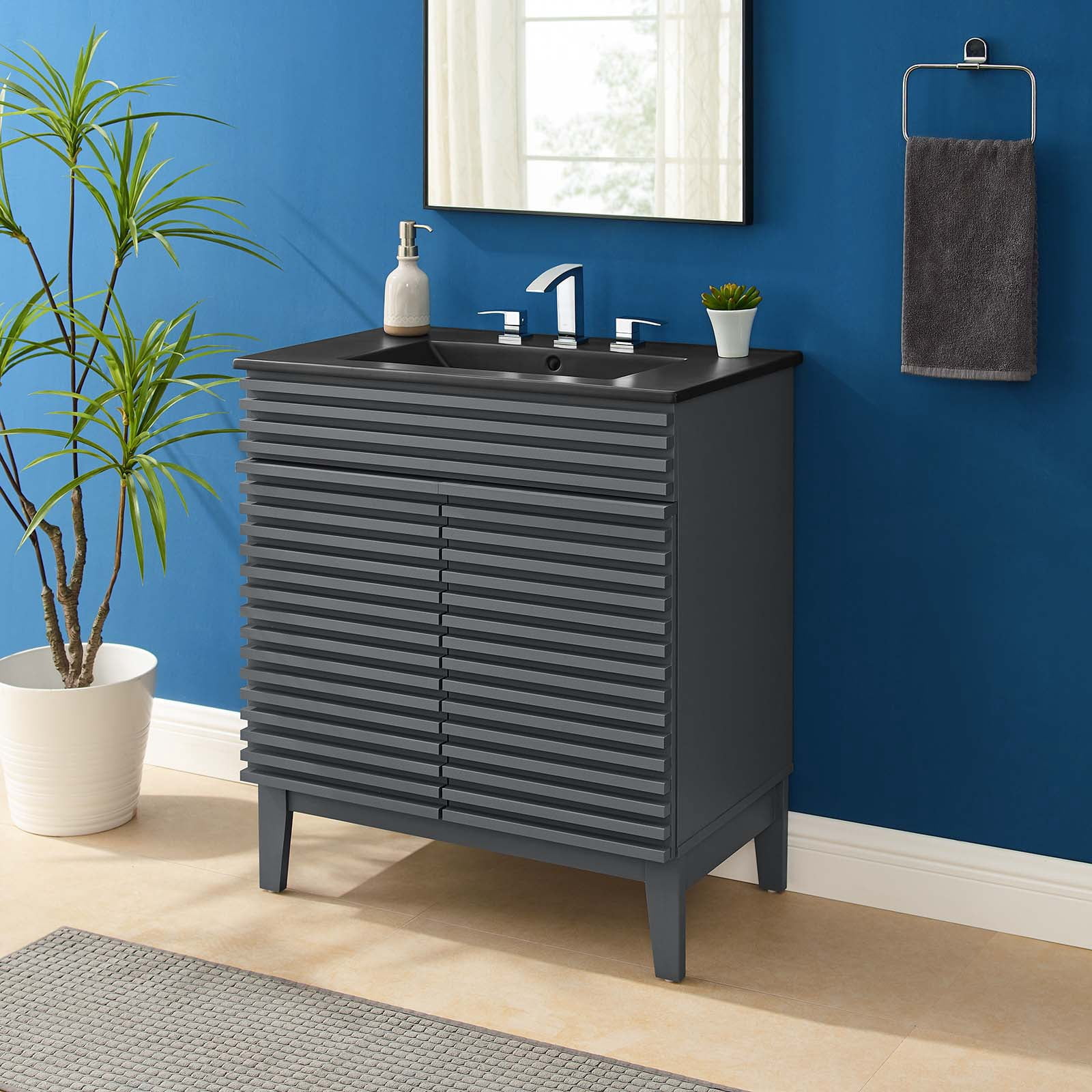 Modway Render 30" Bathroom Vanity in Gray Black - Walmart.com