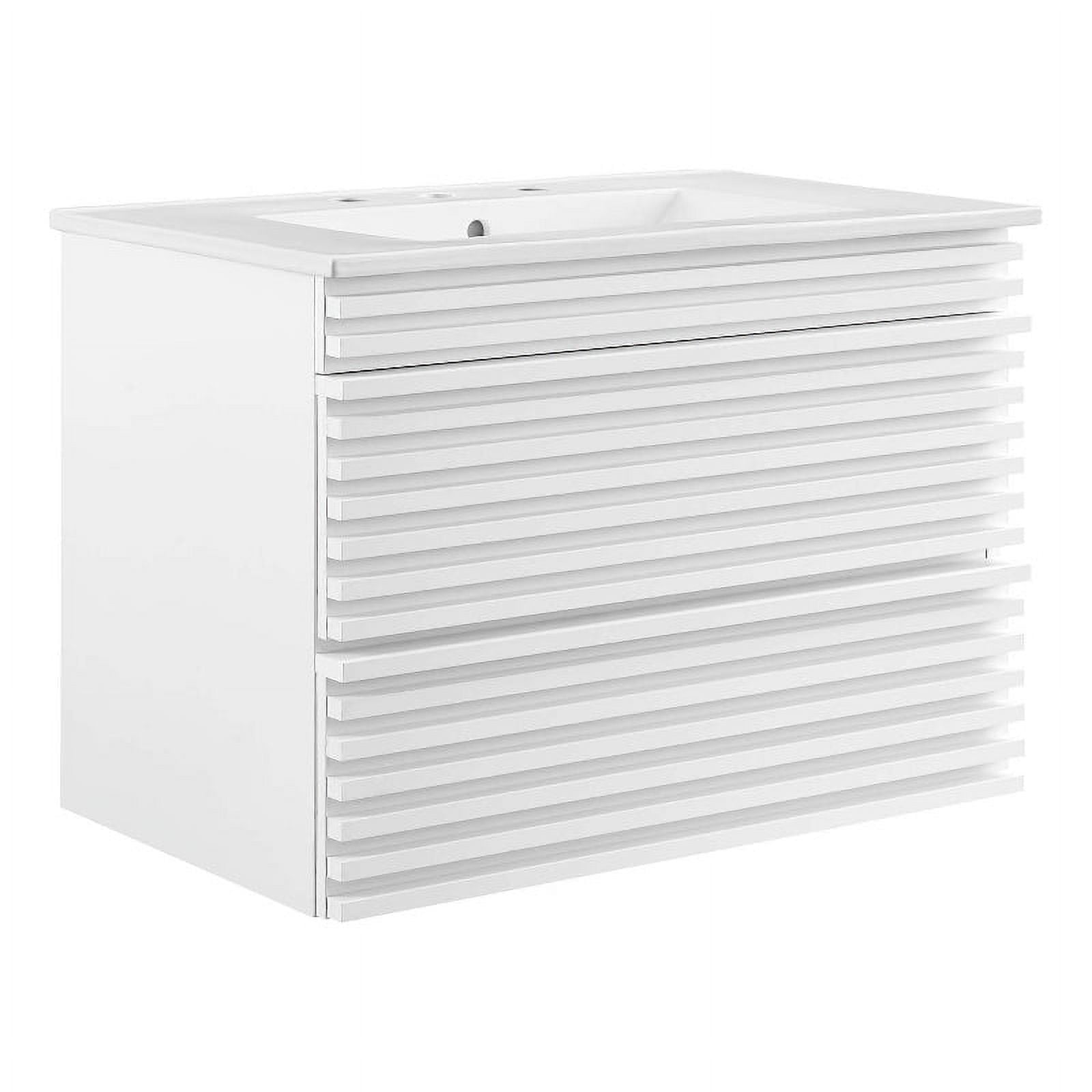 Modway Render 30" MDF Wood WallMount Bathroom Vanity in White