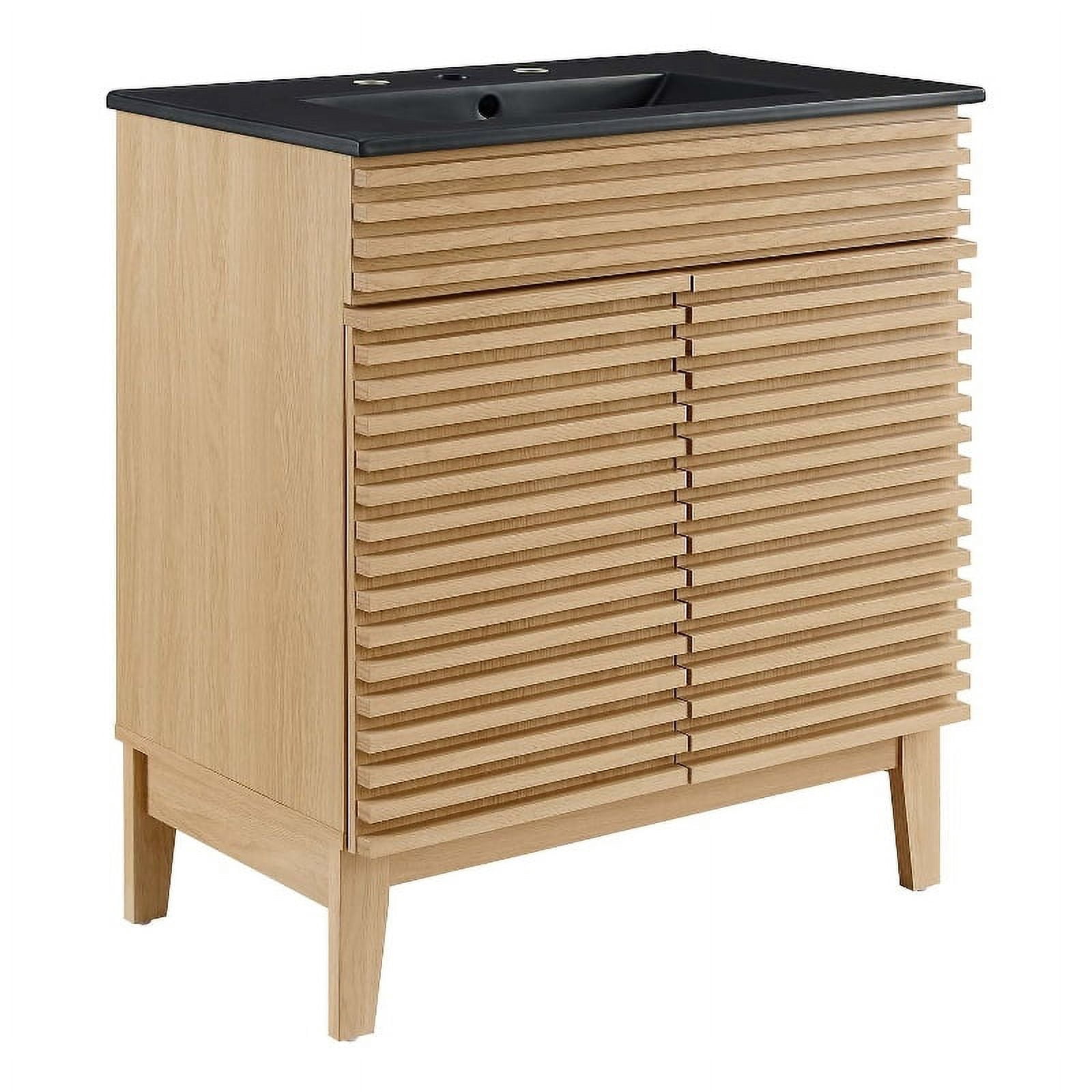 Modway Render 30" Particleboard and Laminate Bathroom Vanity in Oak ...