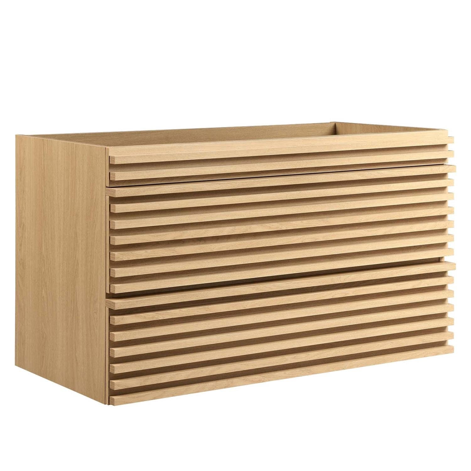 Saltoro Sherpi Render 36" Wall-Mount Bathroom Vanity Cabinet, Oak
