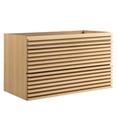 thumbnail image 1 of Saltoro Sherpi Render 36" Wall-Mount Bathroom Vanity Cabinet, Oak, 1 of 8