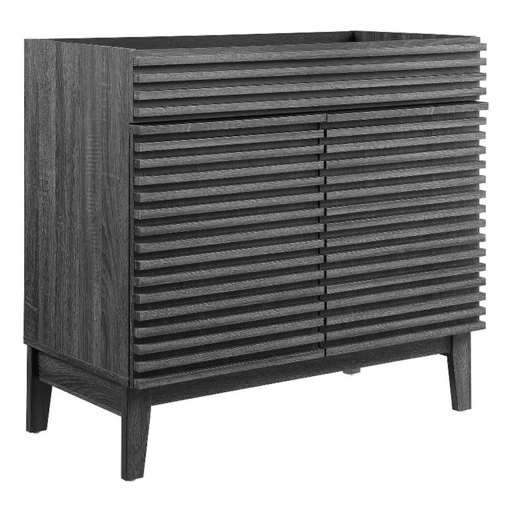 Charcoal 35" MDF and Particleboard Mid-Century Modern Bathroom Vanity