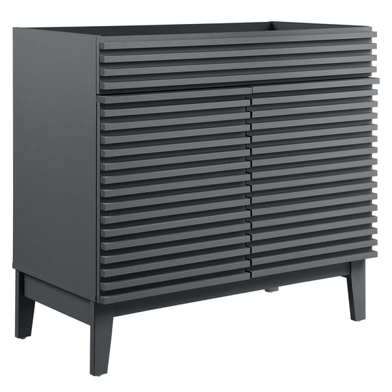 Modway Render 35" MDF and Particleboard Bathroom Vanity Cabinet in Gray