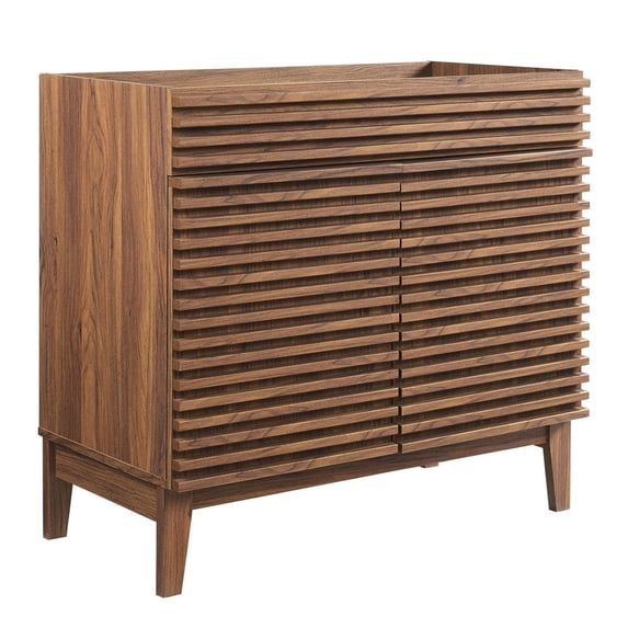 Modway Render 35" MDF and Particleboard Bathroom Vanity Cabinet in Walnut