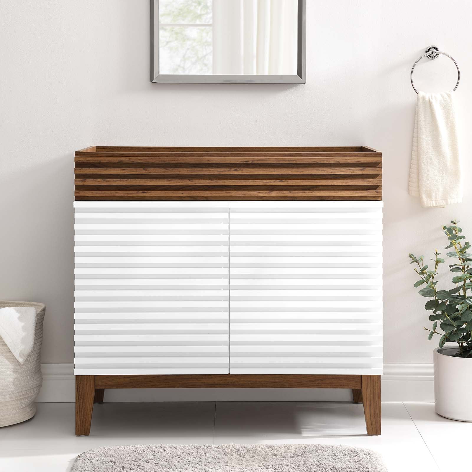 Modway Render 36" Bathroom Vanity in White Walnut