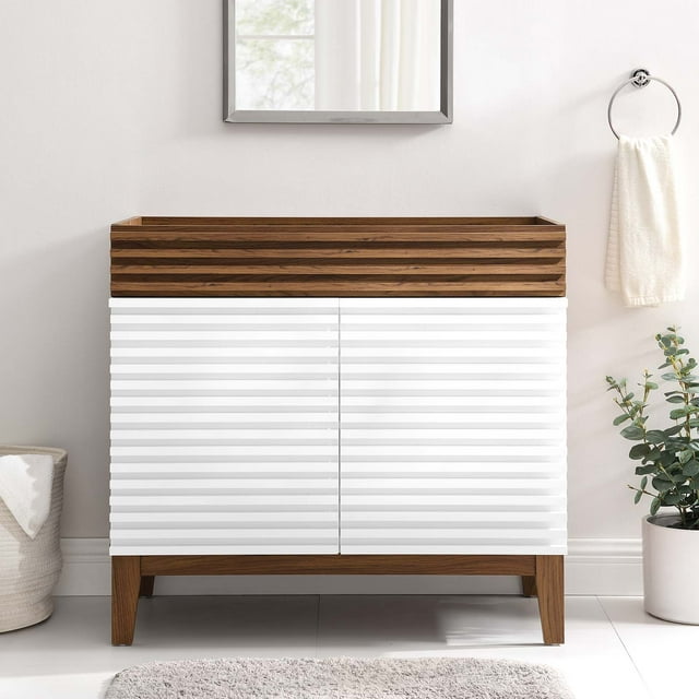 Modway Render 36" Bathroom Vanity in White Walnut