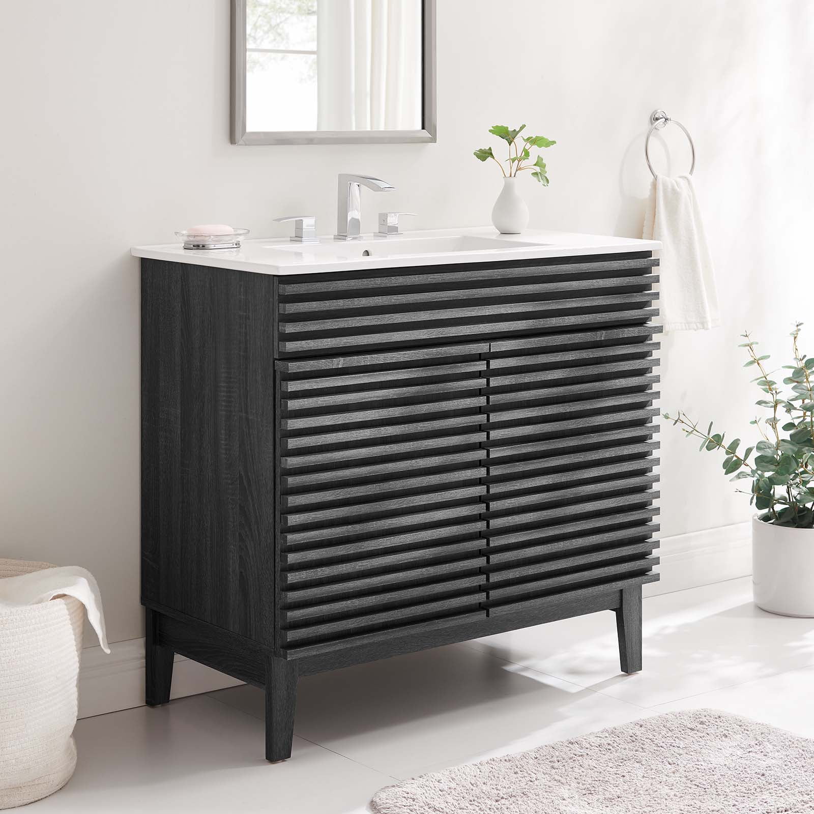 Modway Render 36" Bathroom Vanity in Charcoal White
